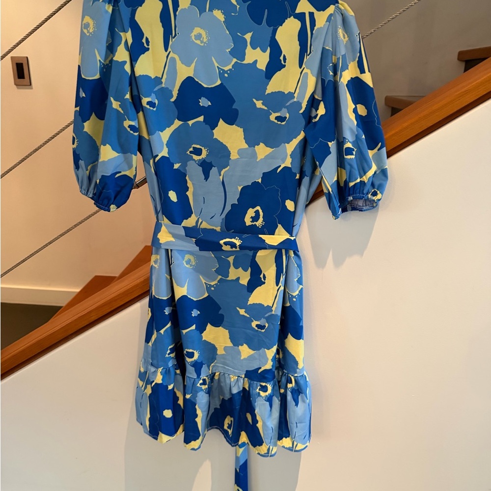 Floral Blue and Yellow Dress - Picture 3 of 4